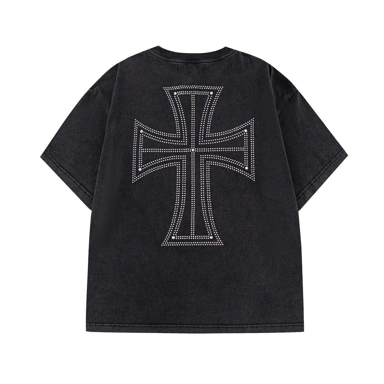 【先行予約 7月上旬発売予定】Unknown 25ss "Outline Cross Rhinestone Tee" Black Black M