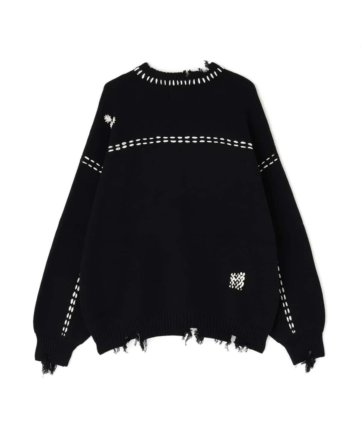 Danke Schon 25aw "Hand Stitch Knit Crewneck" Black Black S