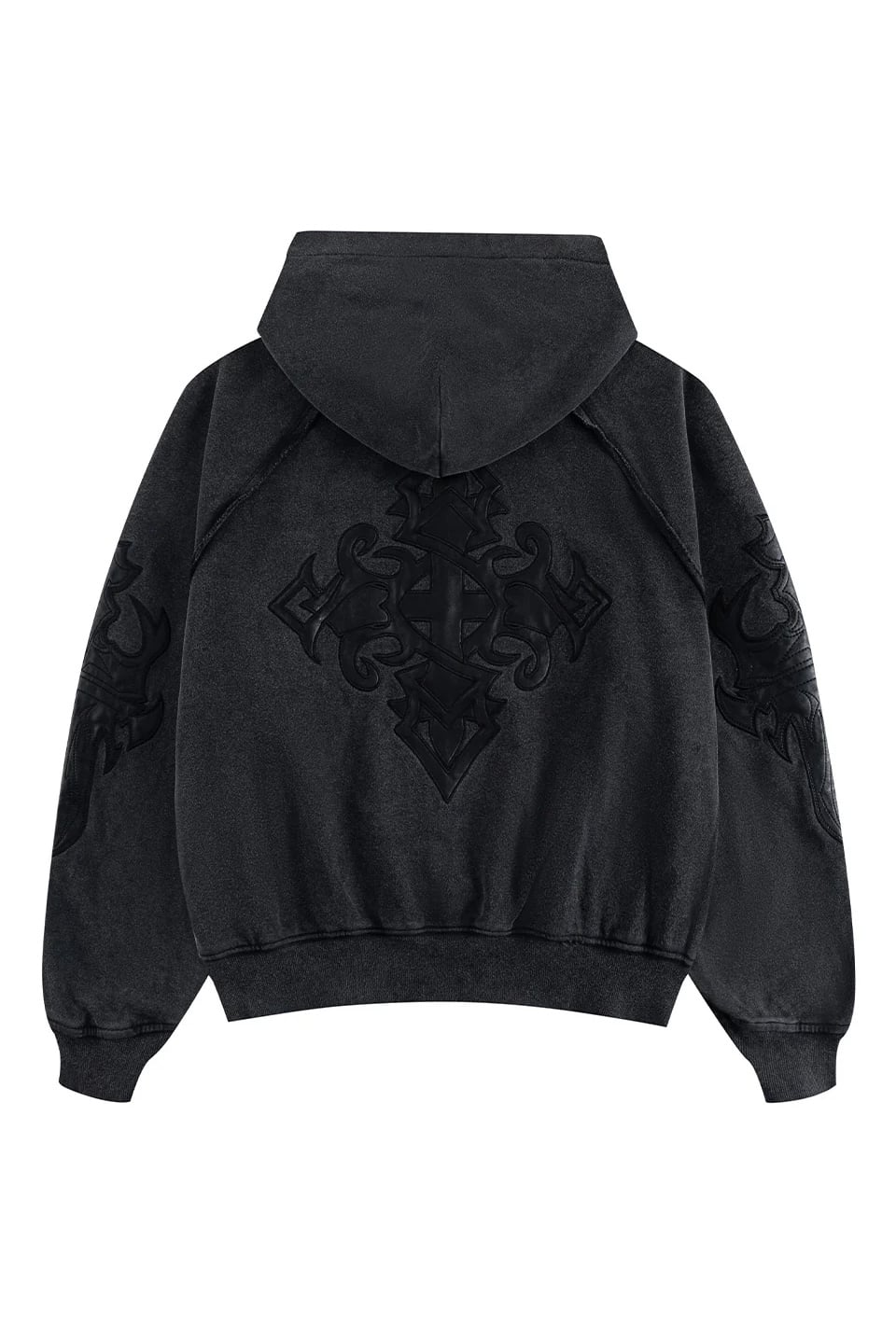 SUPPLIER 25aw "Dagger Leather Patch Zip Hoodie" Black Black M