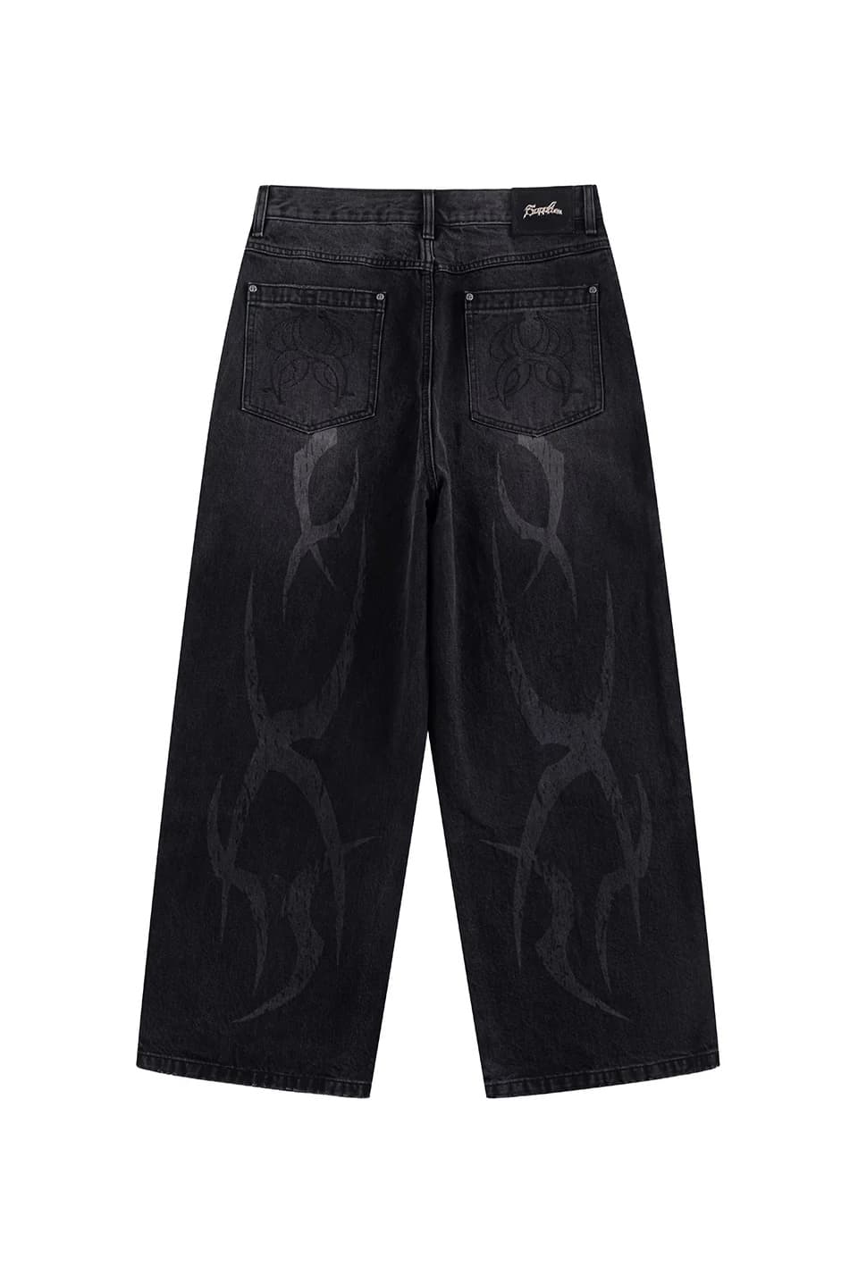 SUPPLIER 25aw "Vintage Wash Tribal Double Knee Baggy Jeans" Black Black S