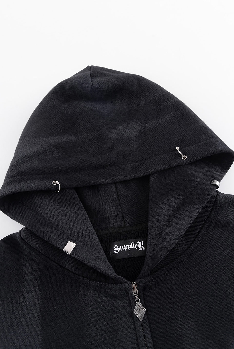 SUPPLIER 25aw "Tribal Bones Pierced Zip Hoodie" Black Black M