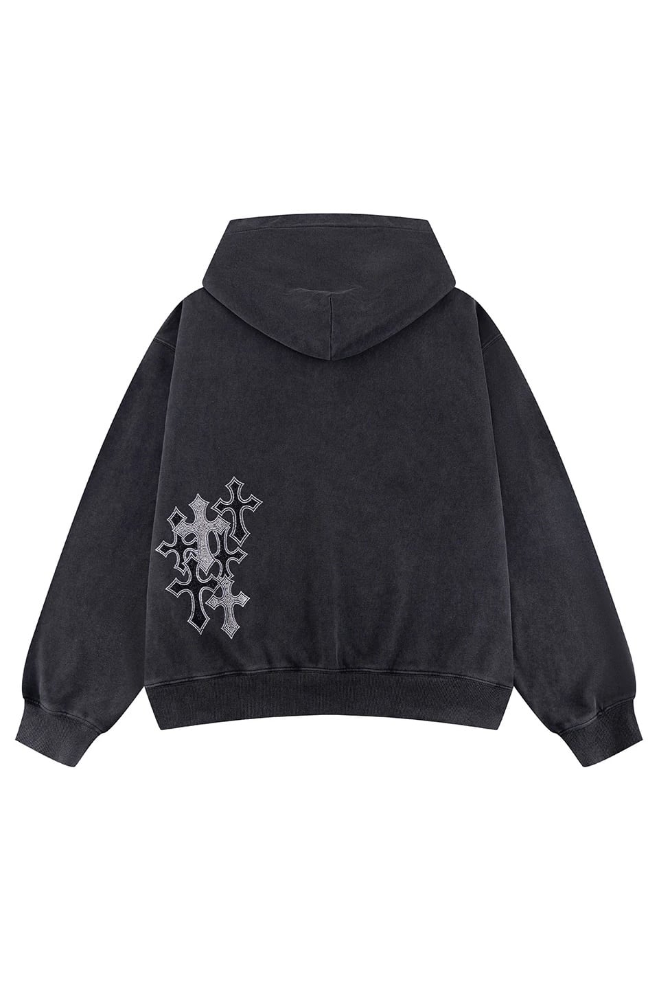 SUPPLIER 26ss "Multiple Cross Rhinestone Zip Hoodie" Black Black M