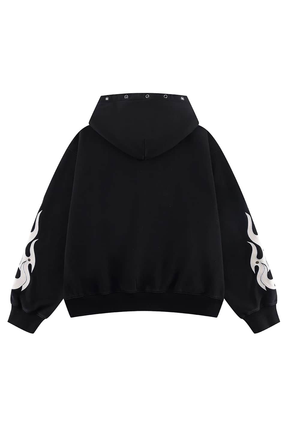 SUPPLIER 26ss "Fire Tribal Leather Patch Zip Hoodie" Black Black M