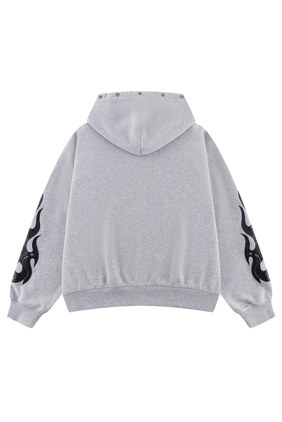 SUPPLIER 26ss "Fire Tribal Leather Patch Zip Hoodie" Gray Gray M