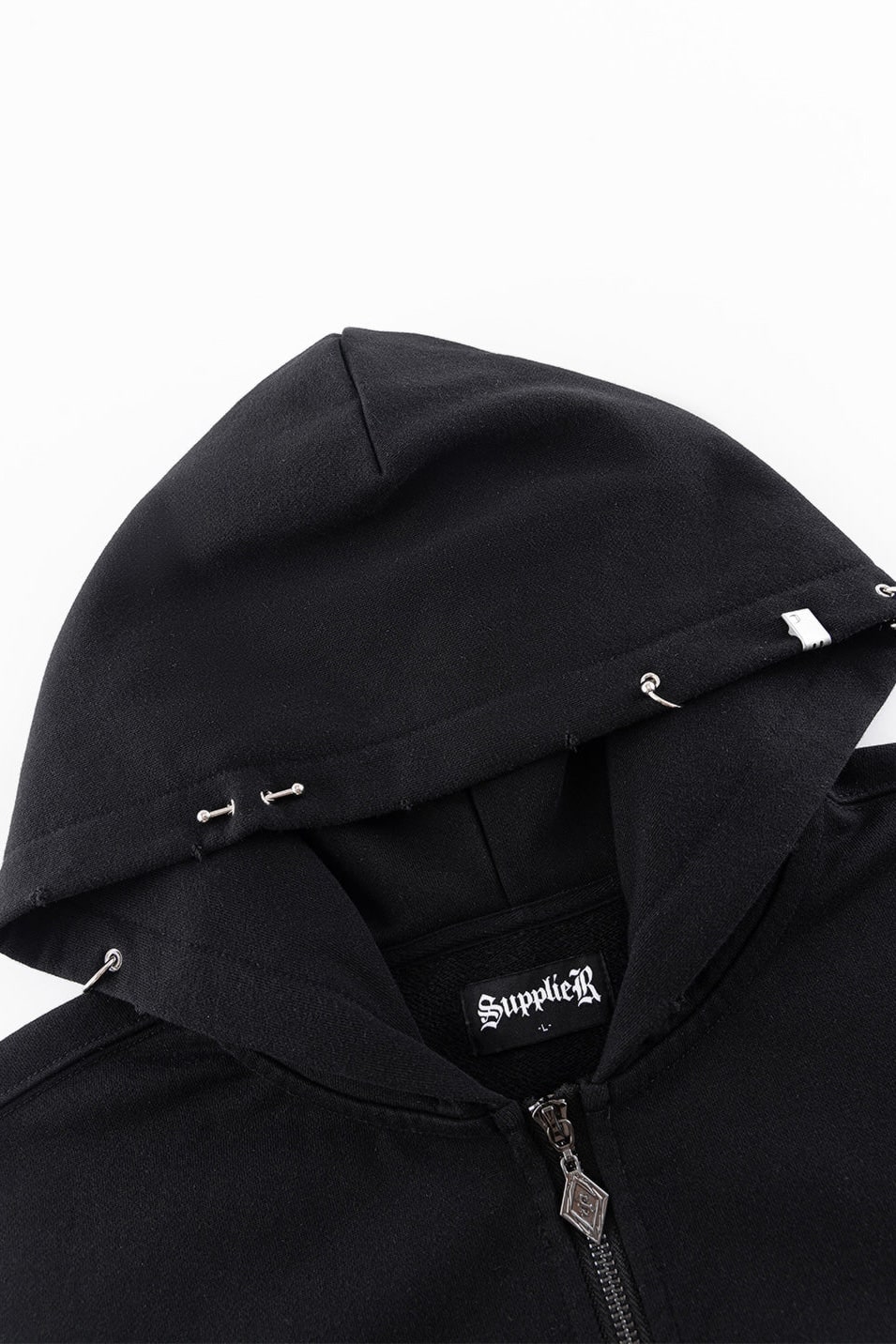 SUPPLIER 26ss "Pierced Tribal Cross Zip Hoodie" Black Black M
