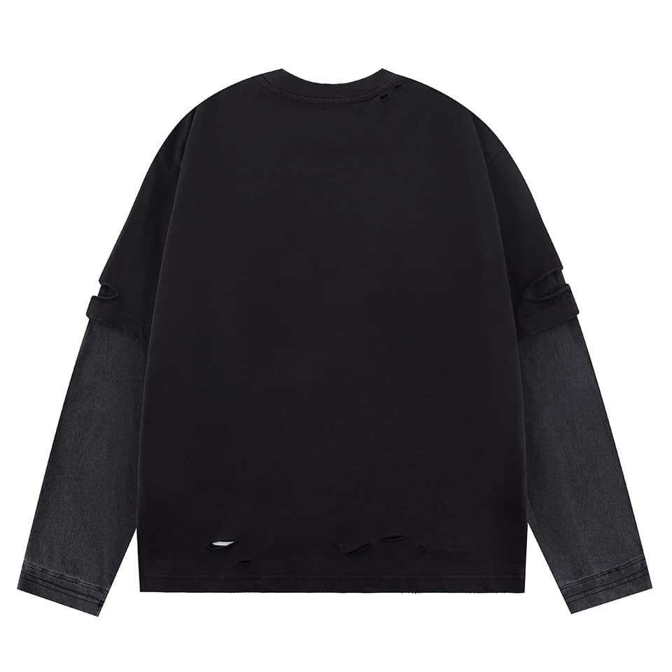 SUPPLIER 26ss "Dusty Iron Cross Layered Long Sleeve Tee" Black Black M