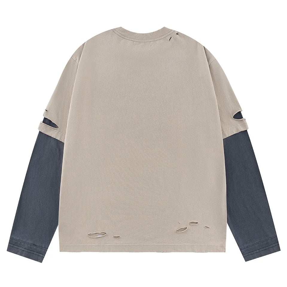 SUPPLIER 26ss "Dusty Iron Cross Layered Long Sleeve Tee" Beige Beige M
