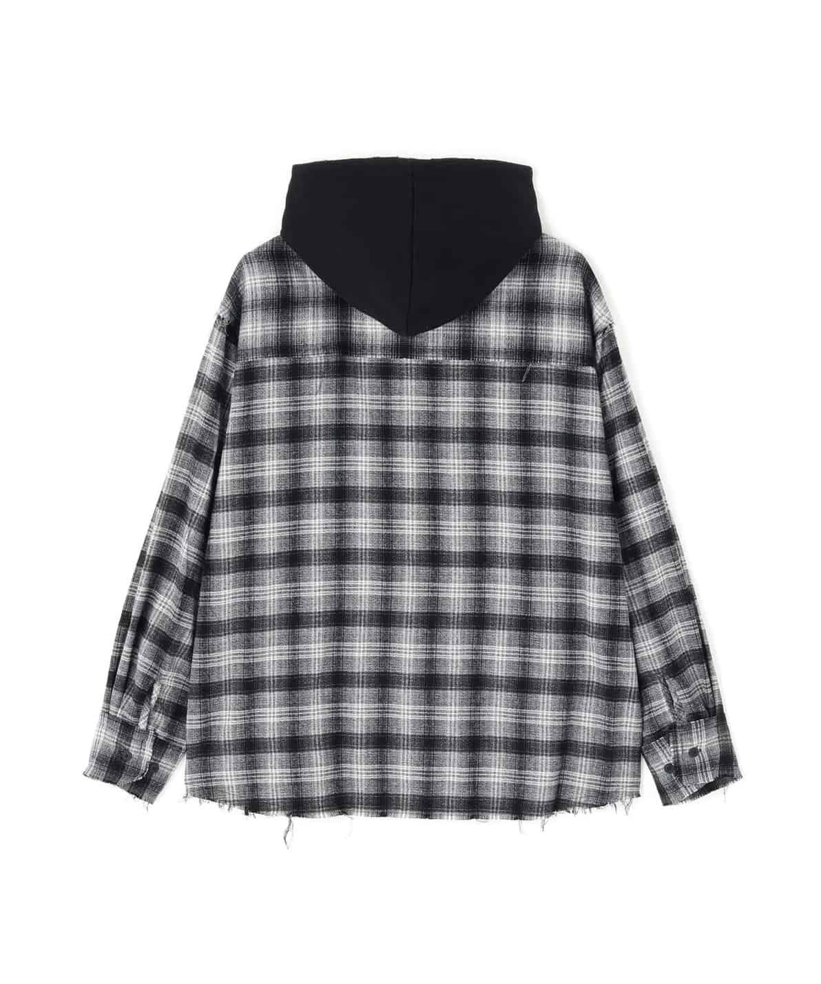Danke Schon 26aw "Cutoff Sweathood Check Shirts" White White M
