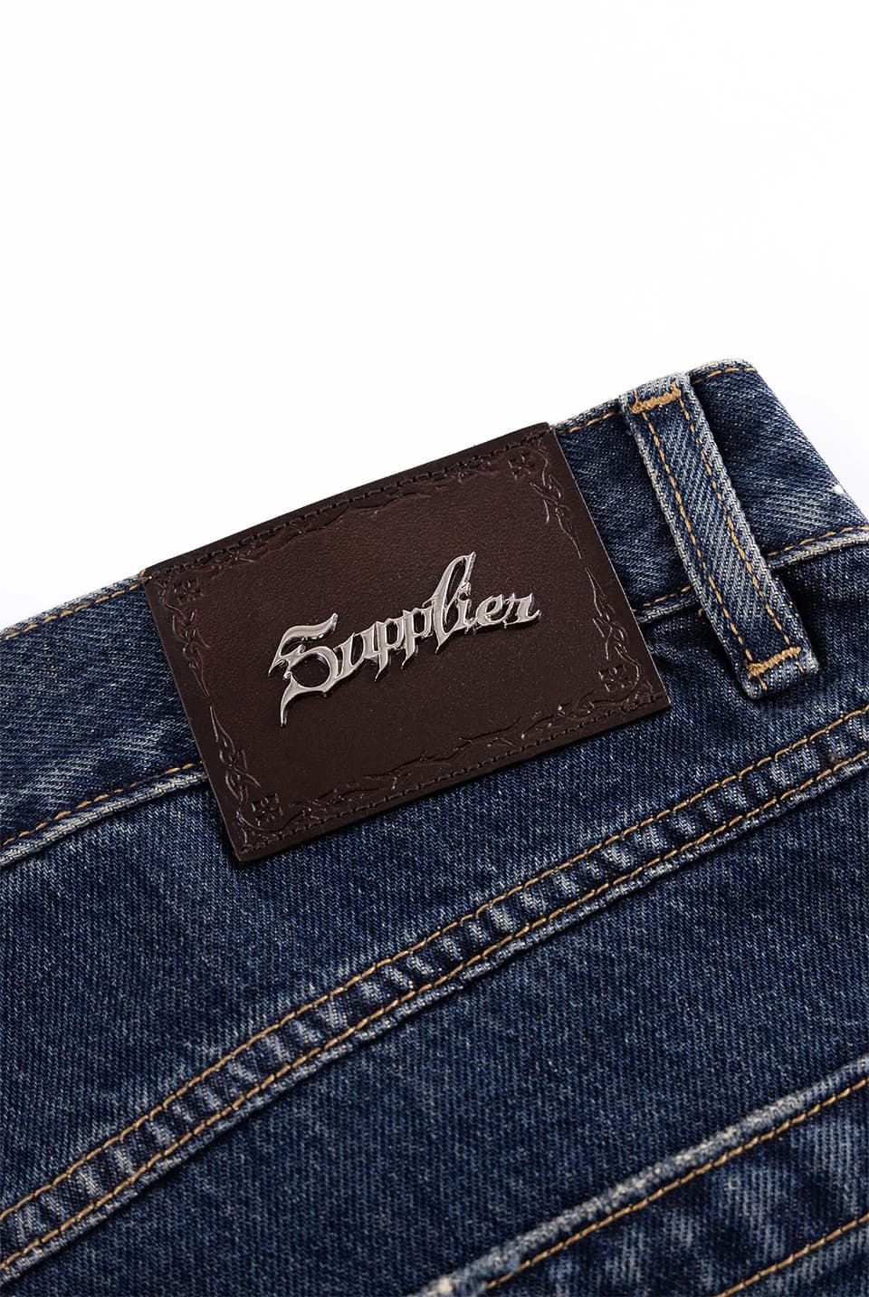 SUPPLIER 25aw "Vintage Wash Tribal Double Knee Baggy Jeans" Blue Blue S