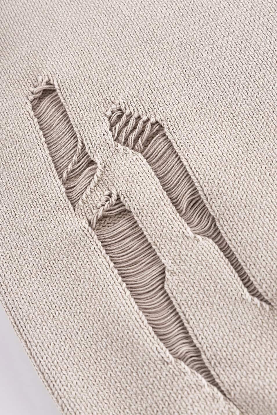 SUPPLIER 25aw "Distressed Cross Leather Patch Crew Knit V2" Beige Beige M