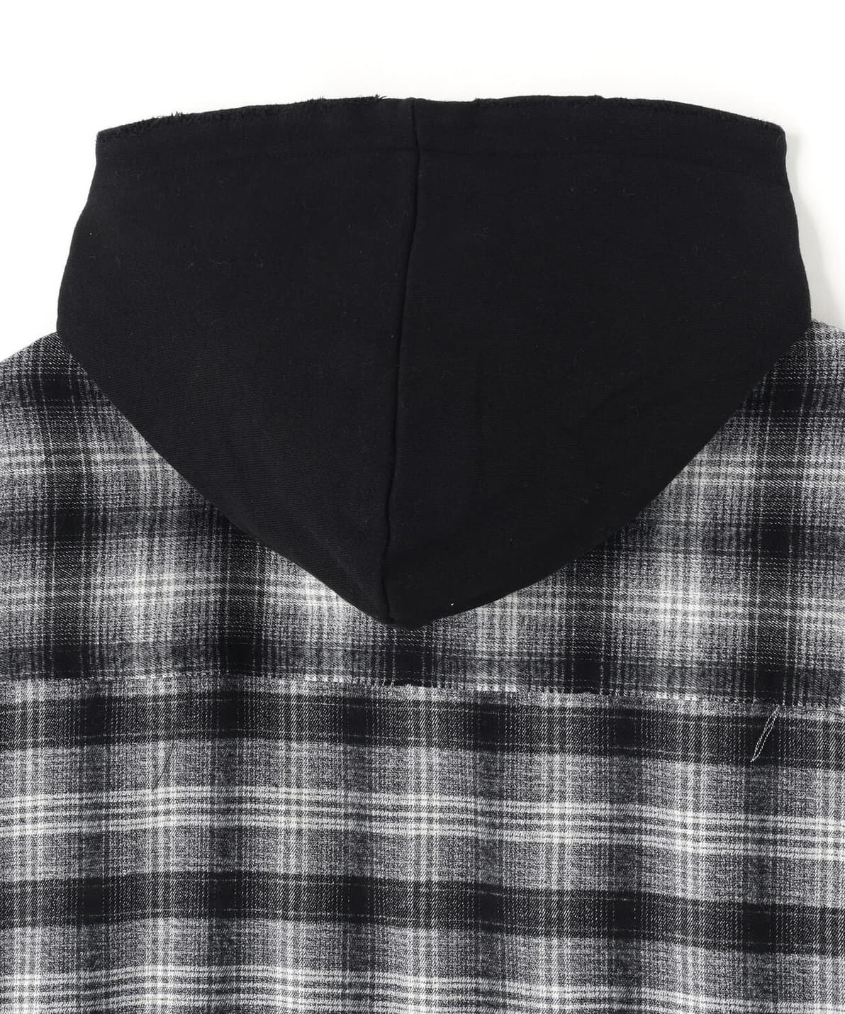 Danke Schon 26aw "Cutoff Sweathood Check Shirts" White White M