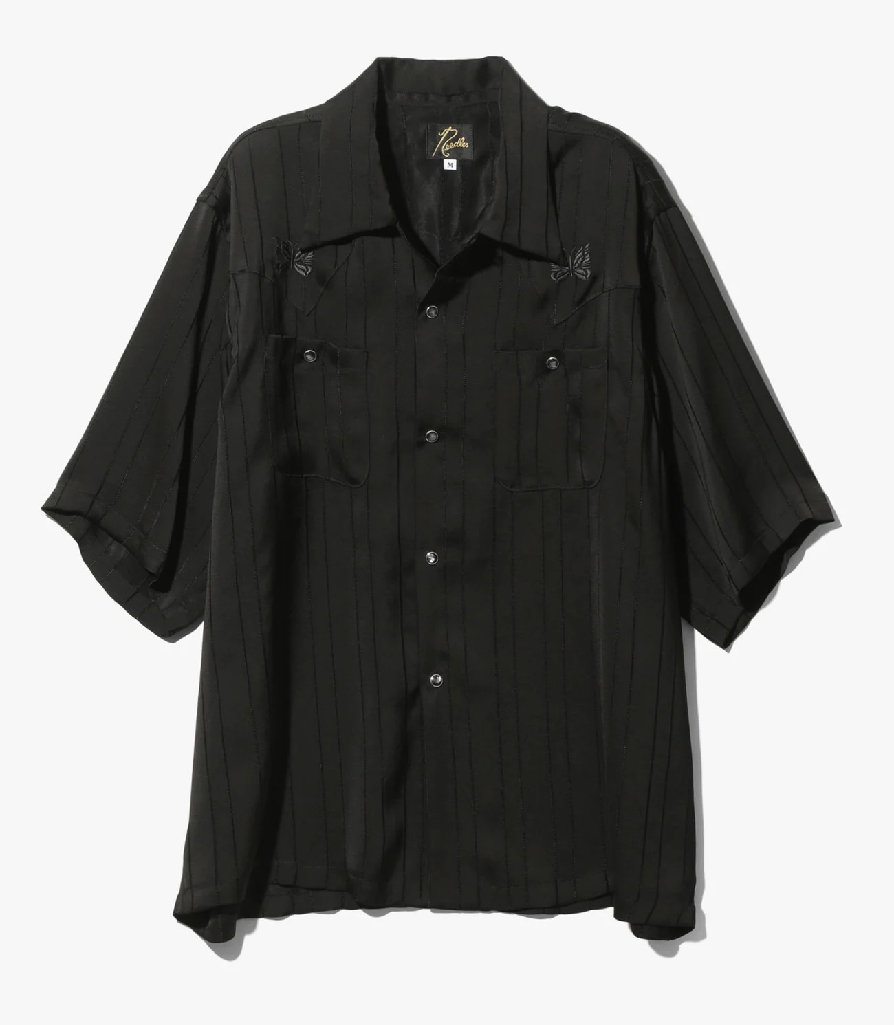 Needles S/S COWBOY ONE-UP SHIRT - TA/CU/PE GEORGETTE(S BLACK