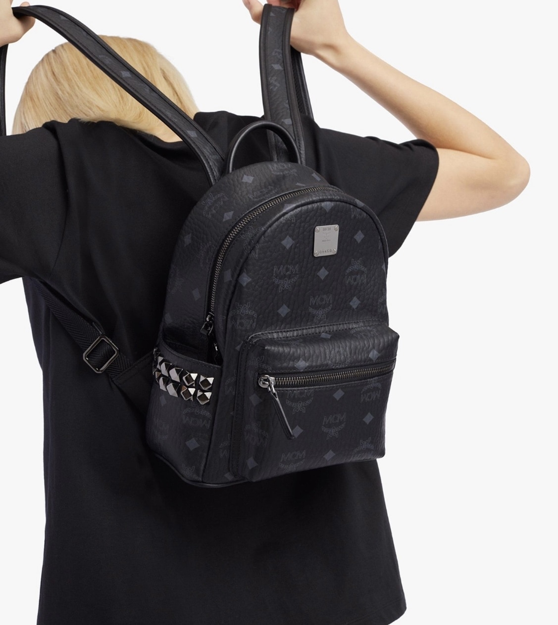 MCM Stark Side Studs Backpack IN Visetos Mini BLACK MINI