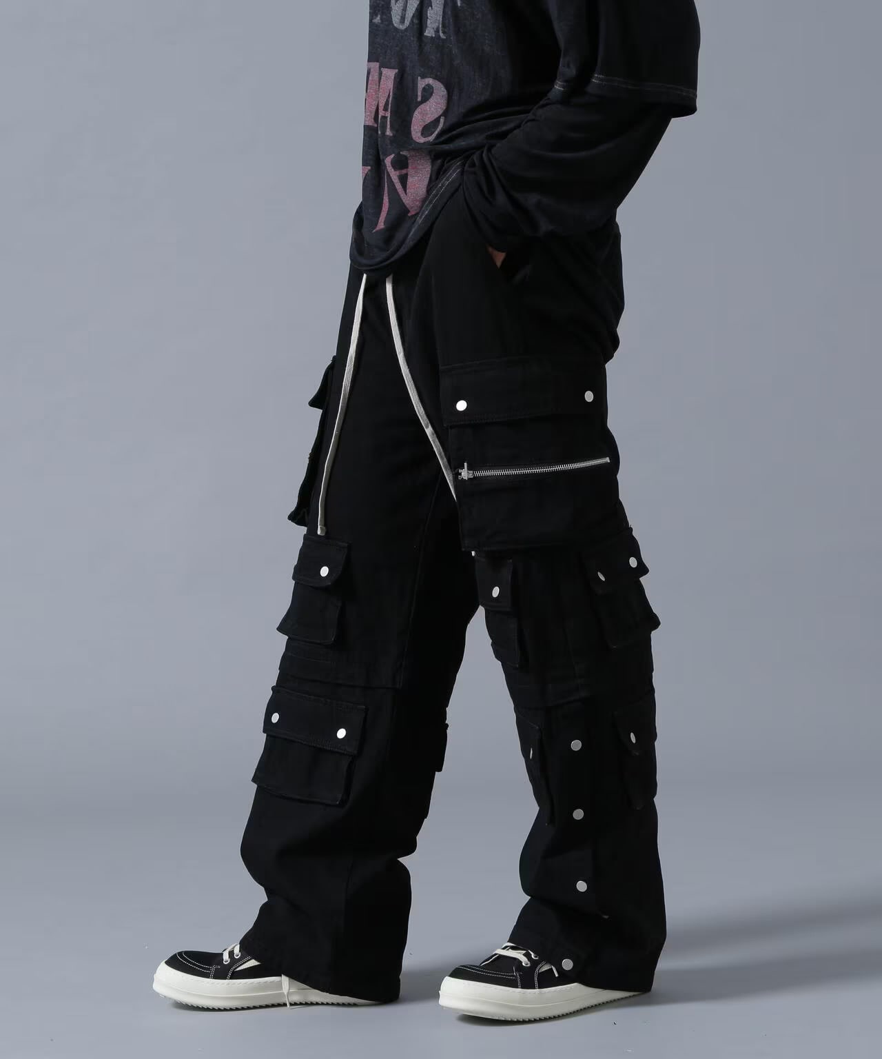 Danke Schon 11oz Denim Hook Snap Pocket Cargo Pants Black S