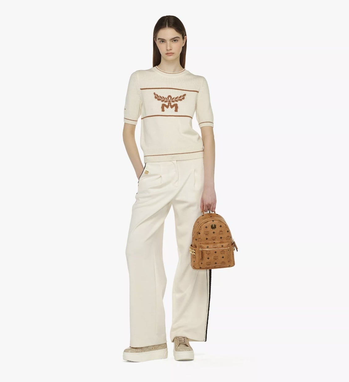 MCM Stark Side Studs Backpack Mini Cognac Mini