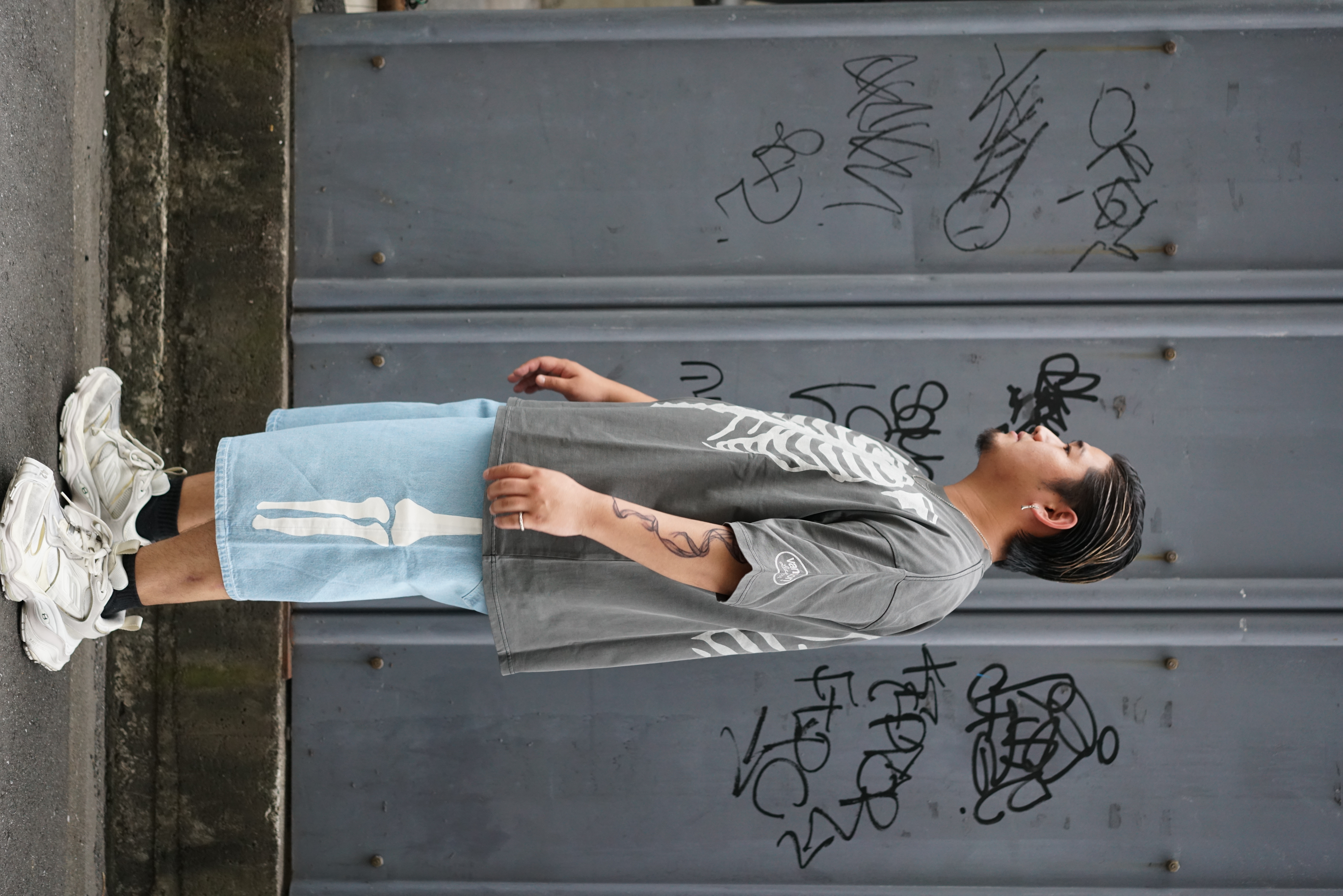 VANSON "Skelton Bones Denim Shorts" Blue Blue 28