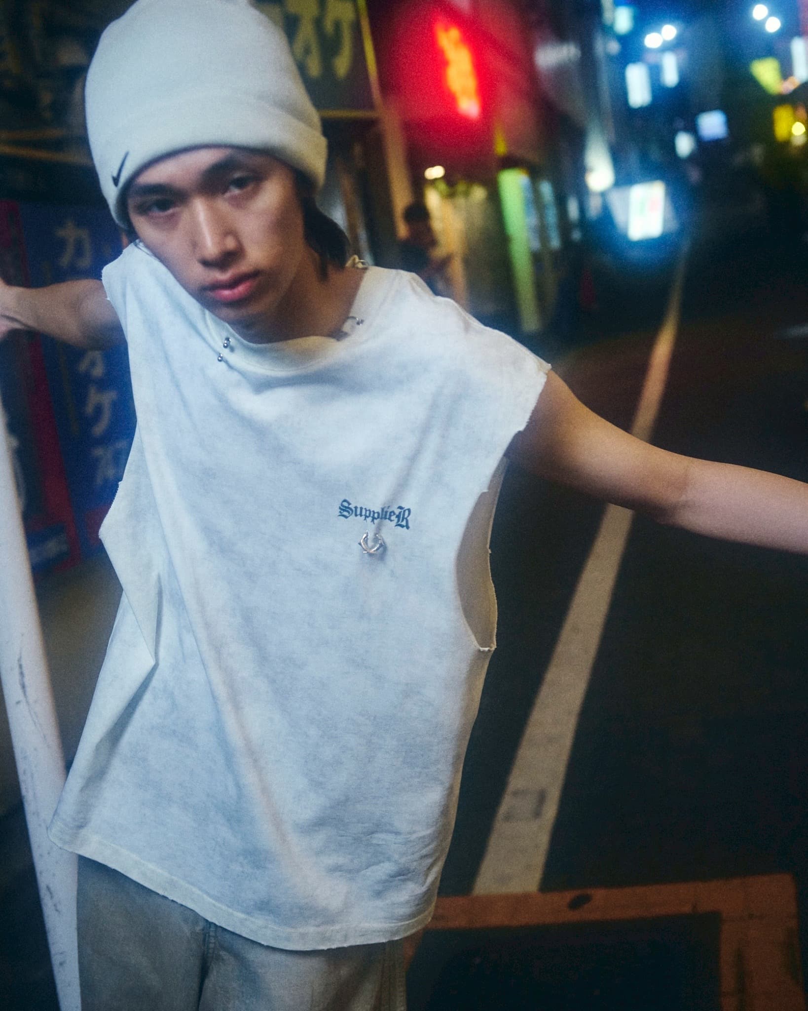 SUPPLIER 25ss "Exclusive Damage Pierced Cross Ns" White White M