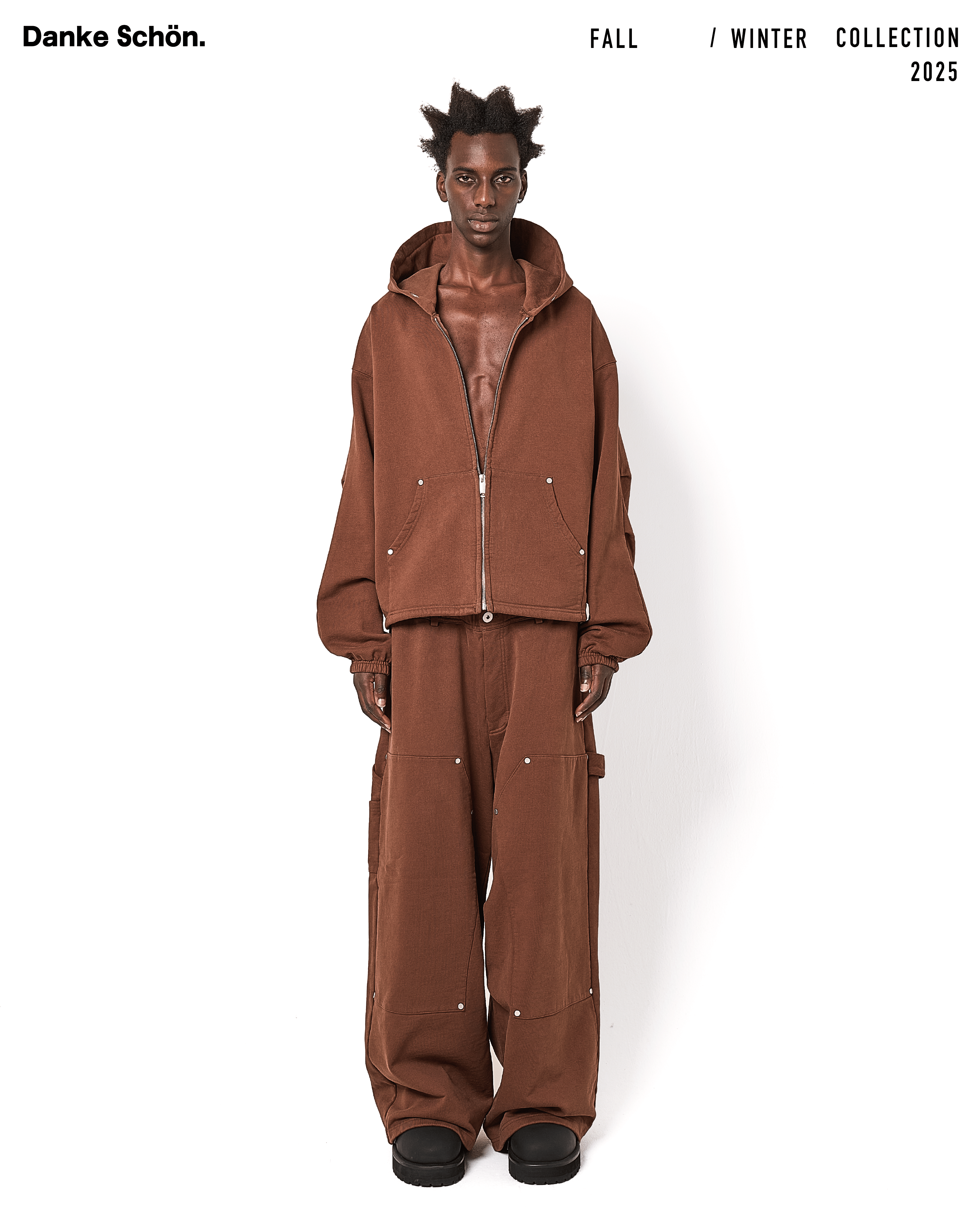 Danke Schon 25aw "480HW Sweat W-Knee Painter Pants" Brown Brown S