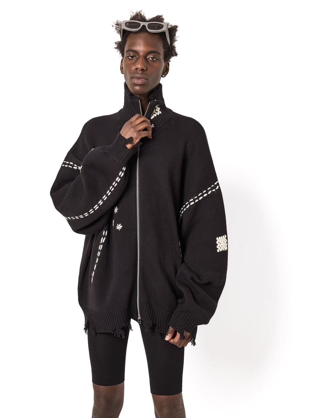 Danke Schon 25aw "Hand Stitch Knit Drivers" Black Black S