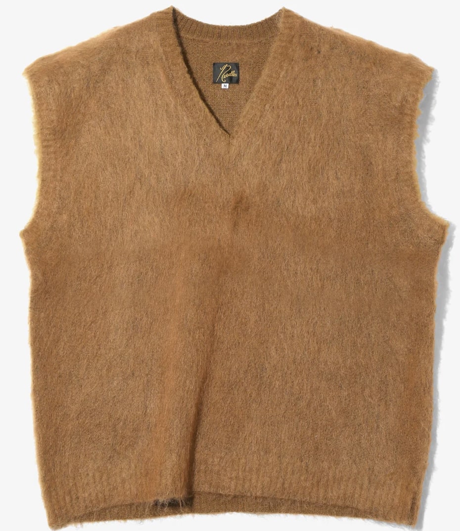Needles 25aw "Mohair Knit Vest - Solid" Orange Orange S