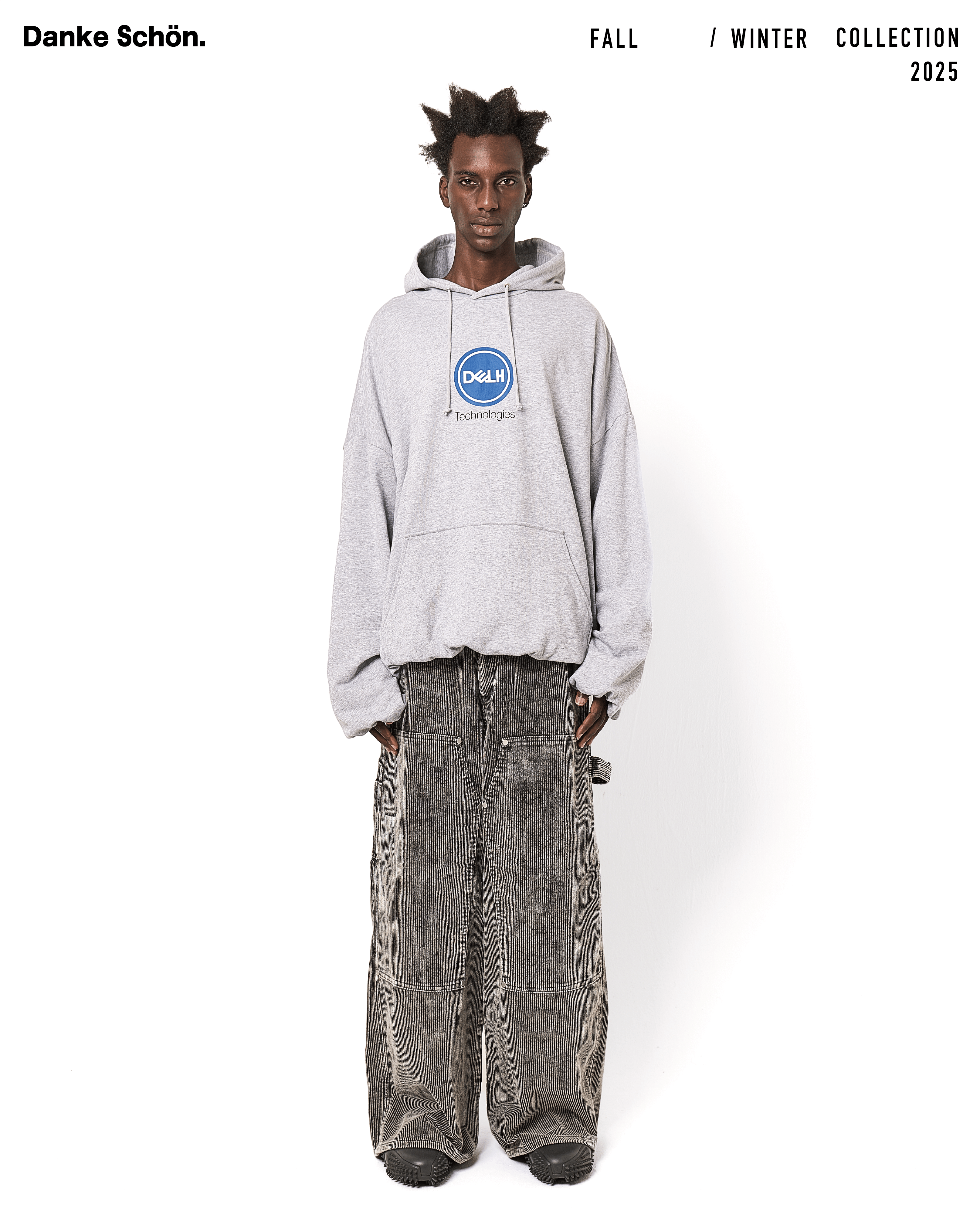 Danke Schon 25aw "8Well Courduroy Chemical W-Knee Pants" Black Black S