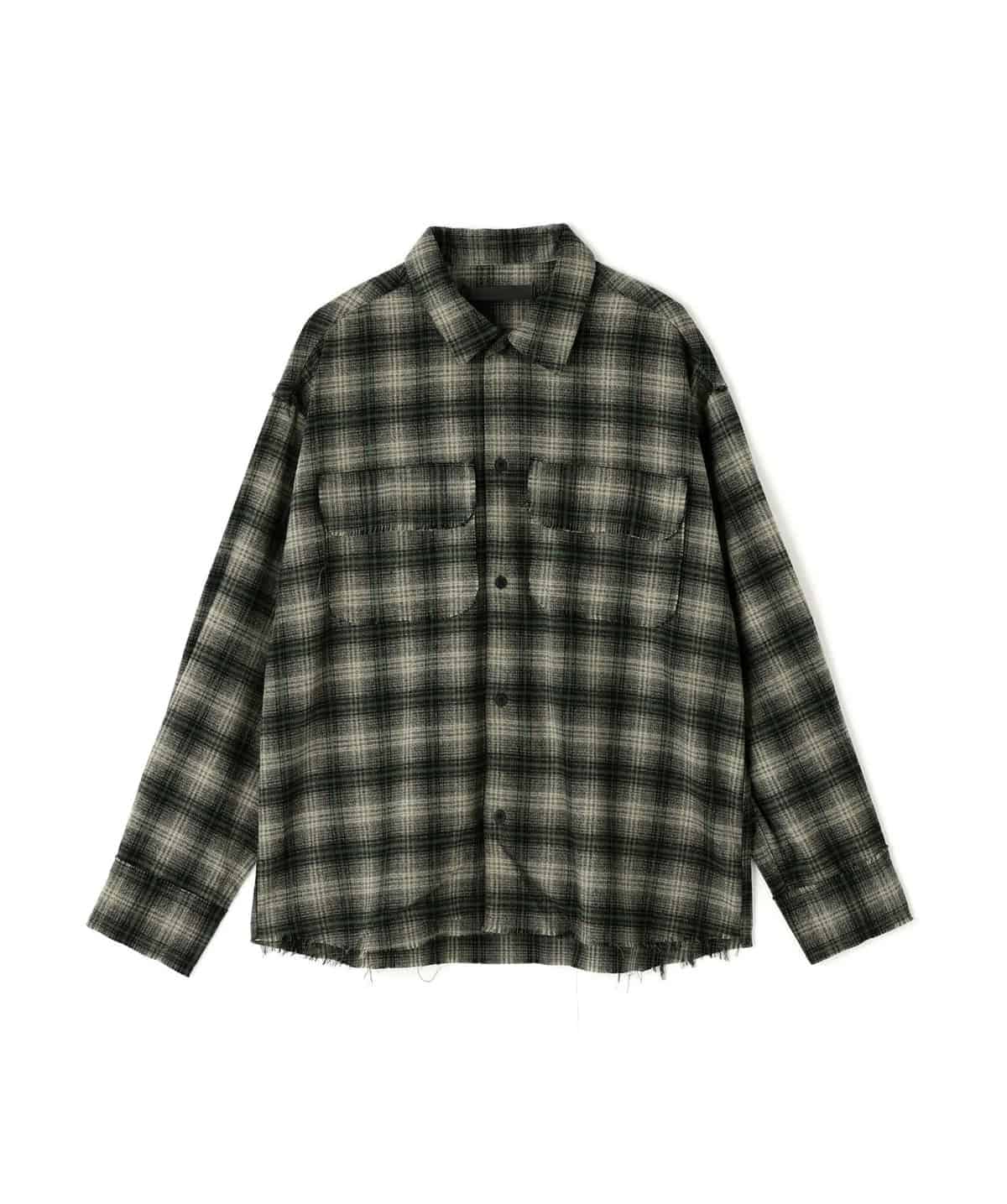Danke Schon 25aw "Cutoff Check Shirts" Green Green M