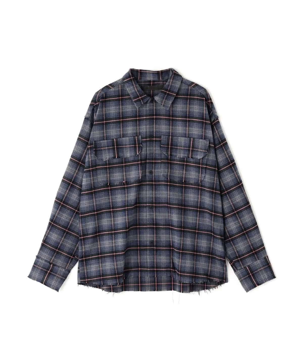 Danke Schon 25aw "Cutoff Check Shirts" Navy Navy M