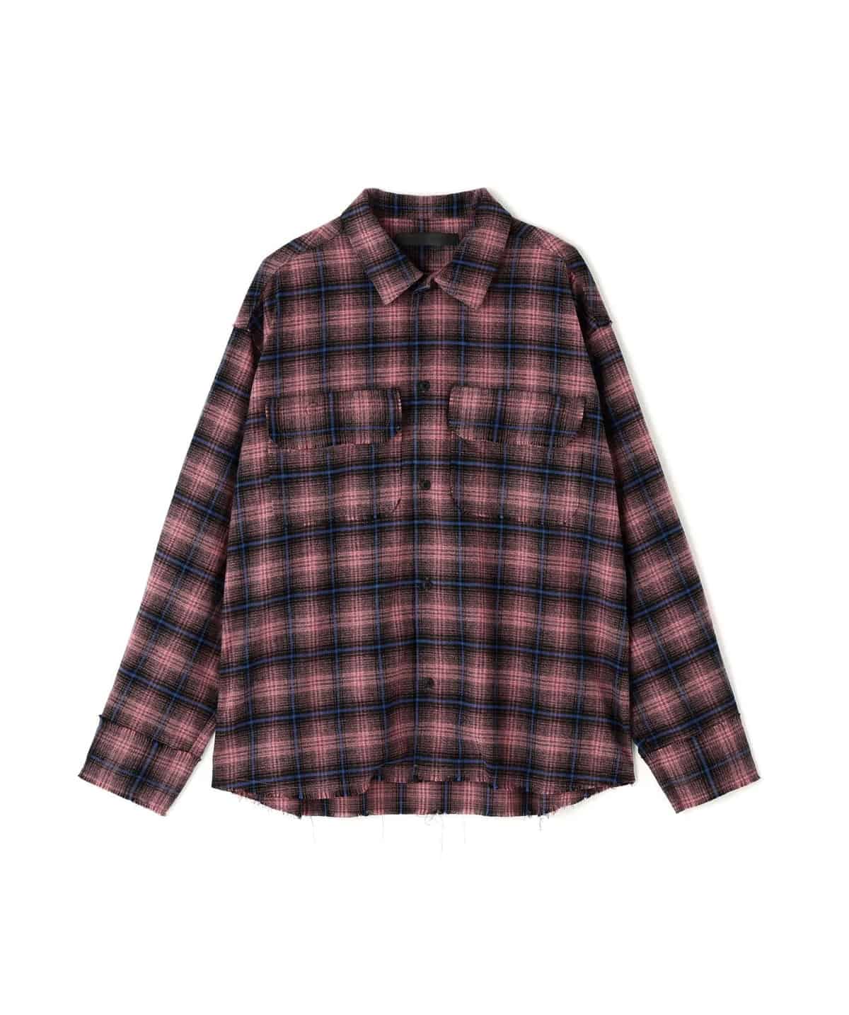 Danke Schon 25aw "Cutoff Check Shirts" Pink Pink M