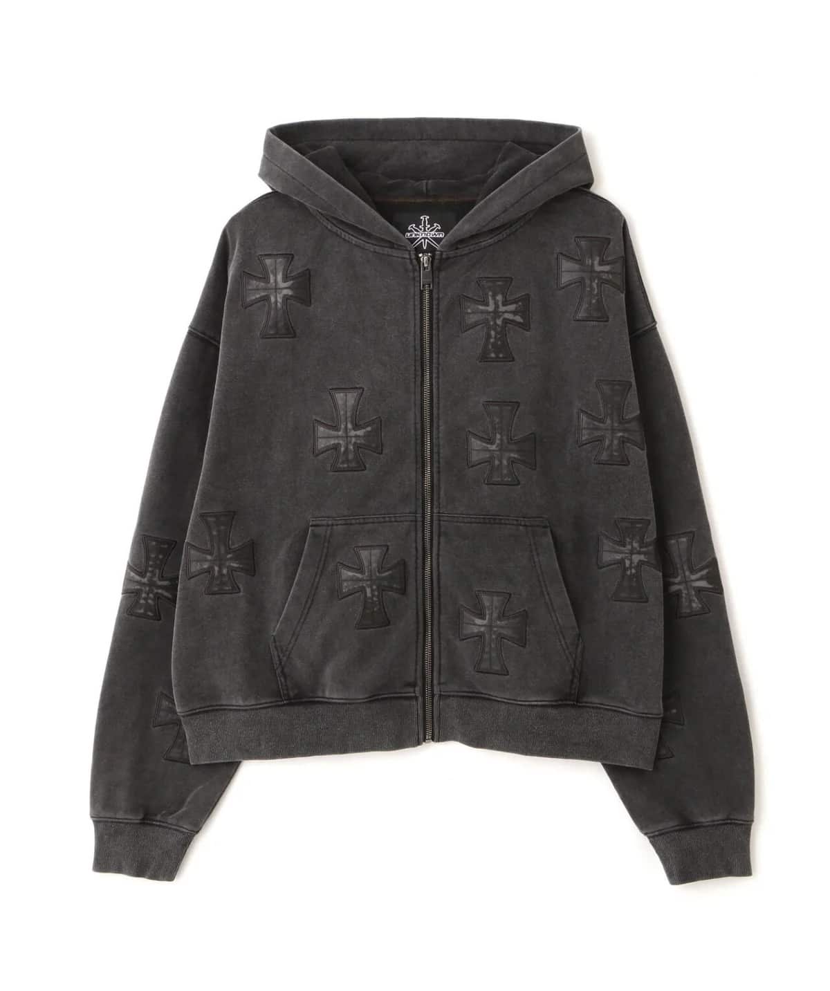 Unknown 25aw "Exclusive Leather Cross Zip Hoodie" Black Black M