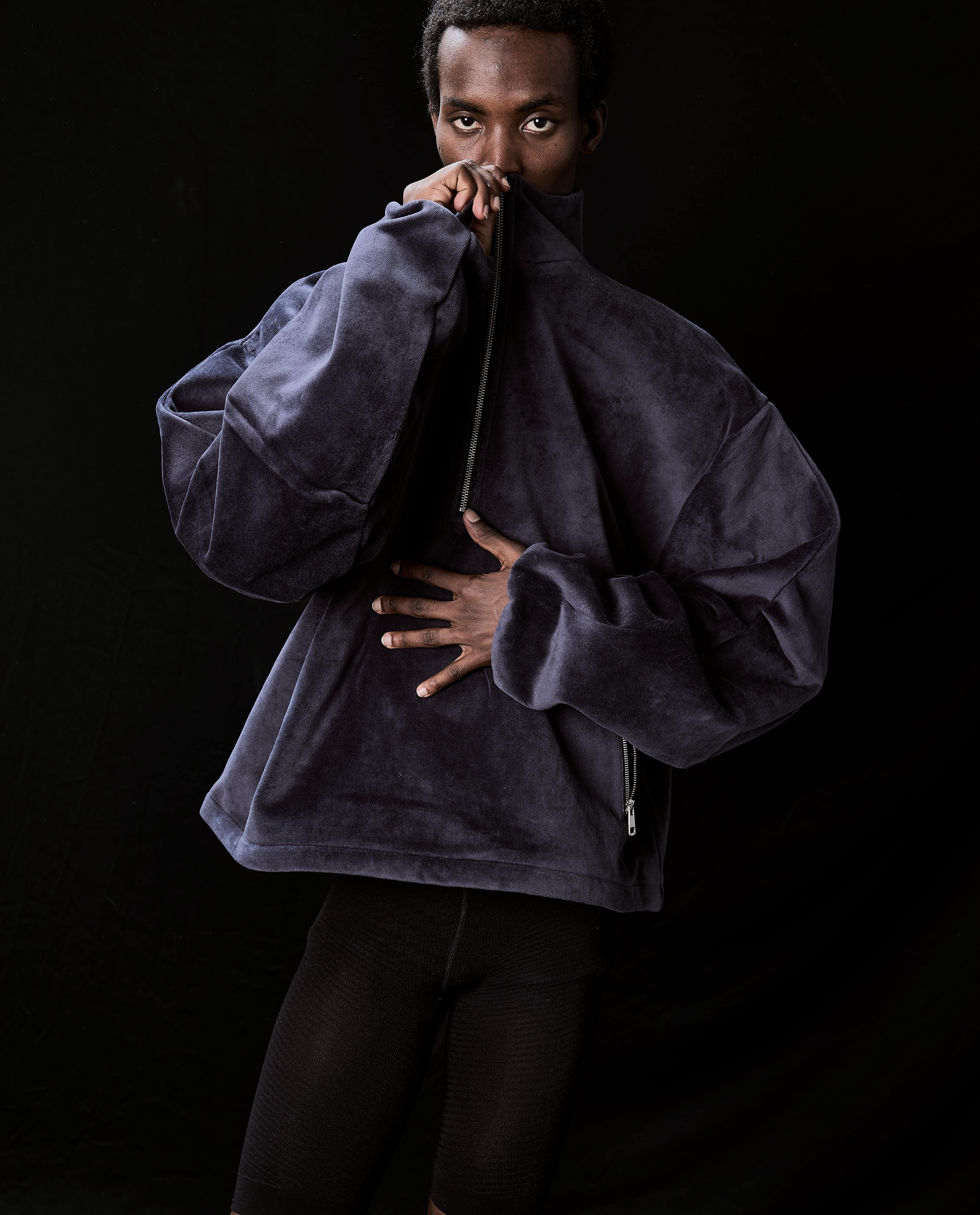 Danke Schon 25aw "W-Face Velour Half Zip Stand" Navy Navy S