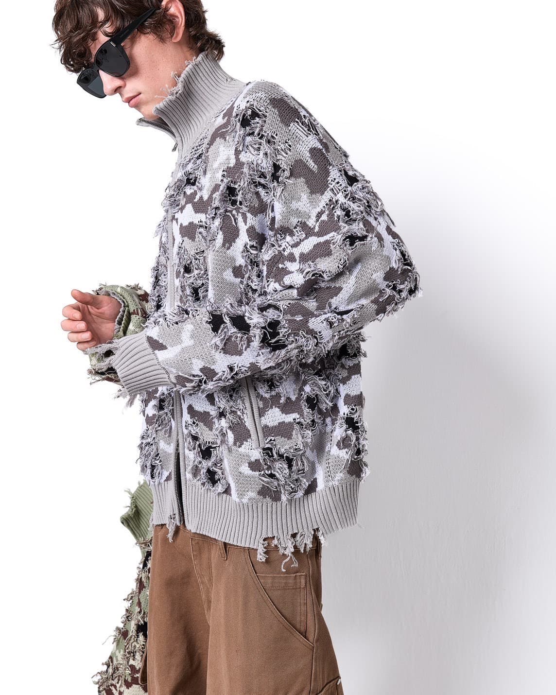 Danke Schon 25aw "Camo Knit Dorivers" Grey Grey M