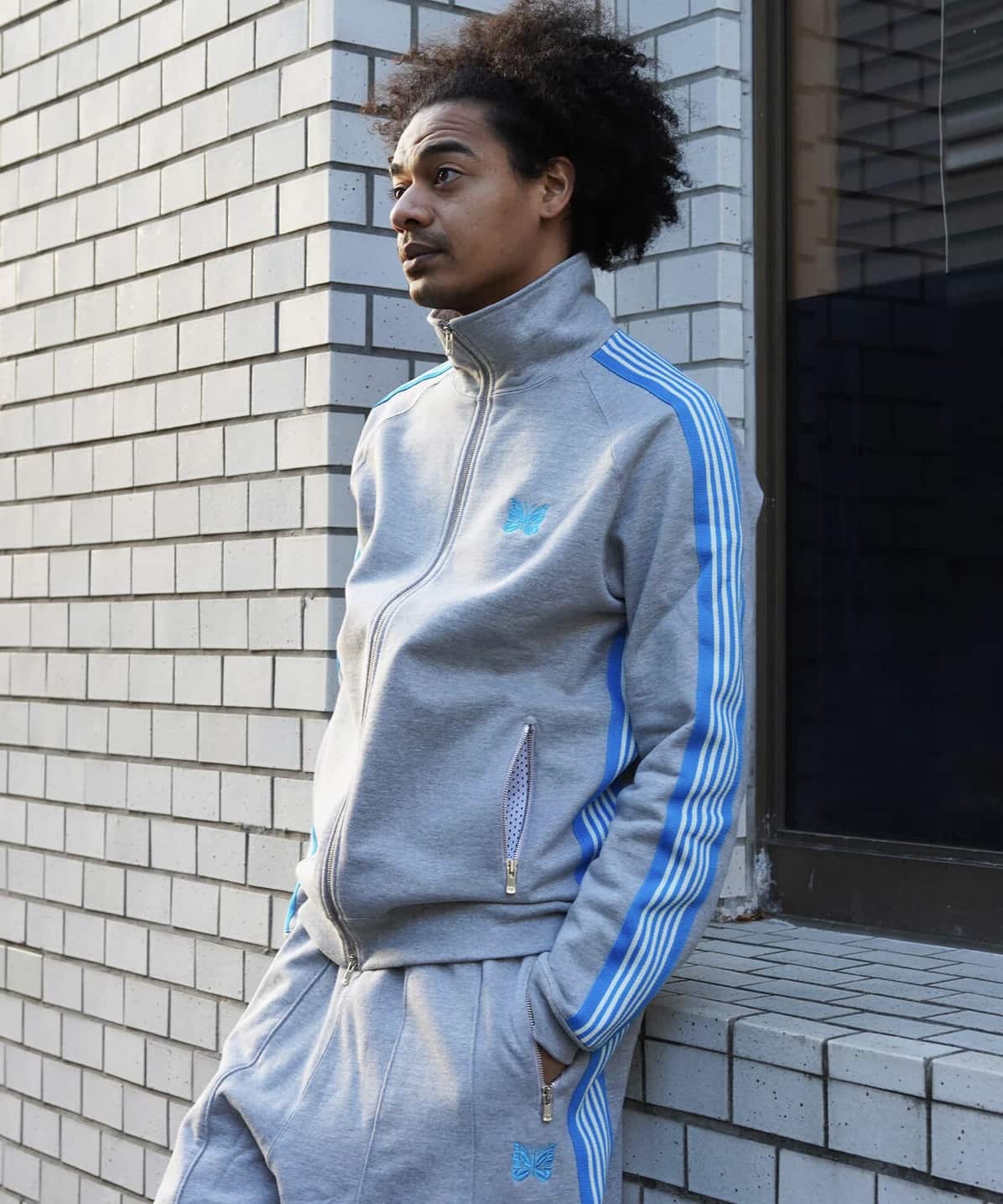 Needles 26ss "Exclusive Track Jacket - Cotton Jersey" Grey/Blue Grey/Blue S