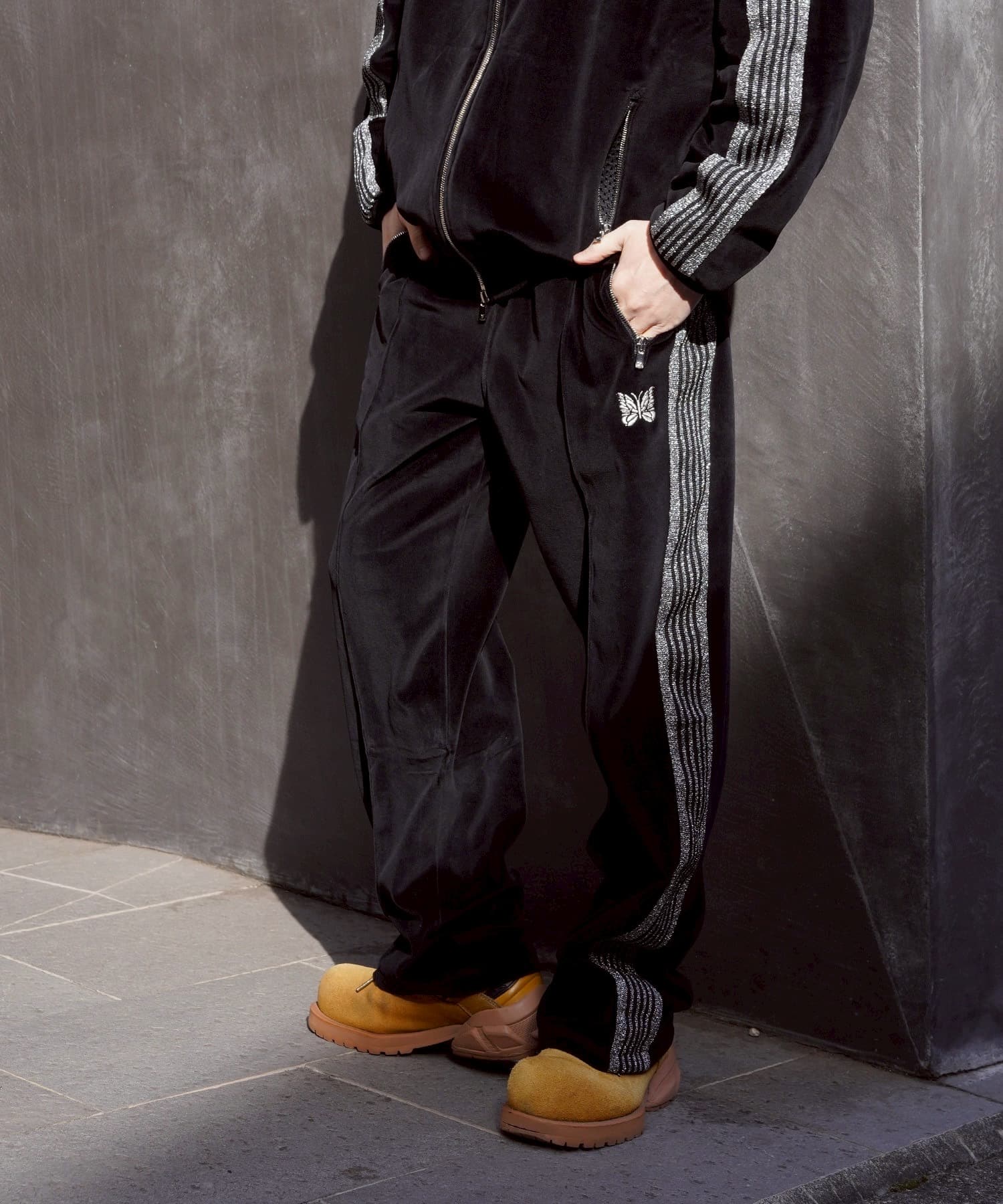 Needles 26ss "Exclusive Track Pant - C/PE Velour" Black Black XS