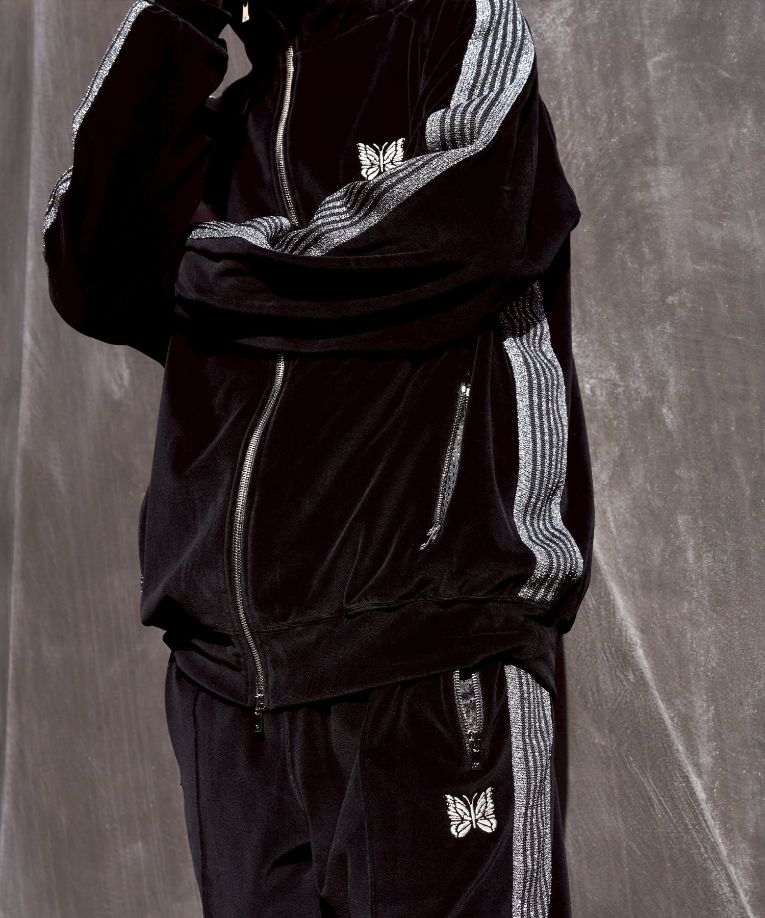 Needles 26ss "Exclusive Track Jacket - C/PE Velour" Black Black S