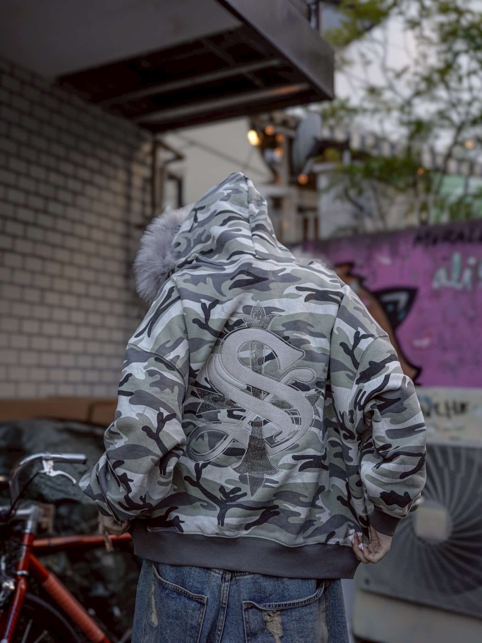 【先行予約 1月24日発売】SUPPLIER 26ss "Exclusive Faux Fur Cross Hoodie" Grey Camo Grey Camo M