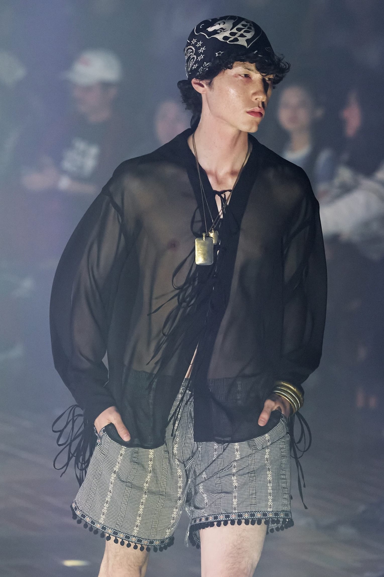 SUGARHILL 26ss "Sheer String Shirt" Pale Gray Pale Gray 2