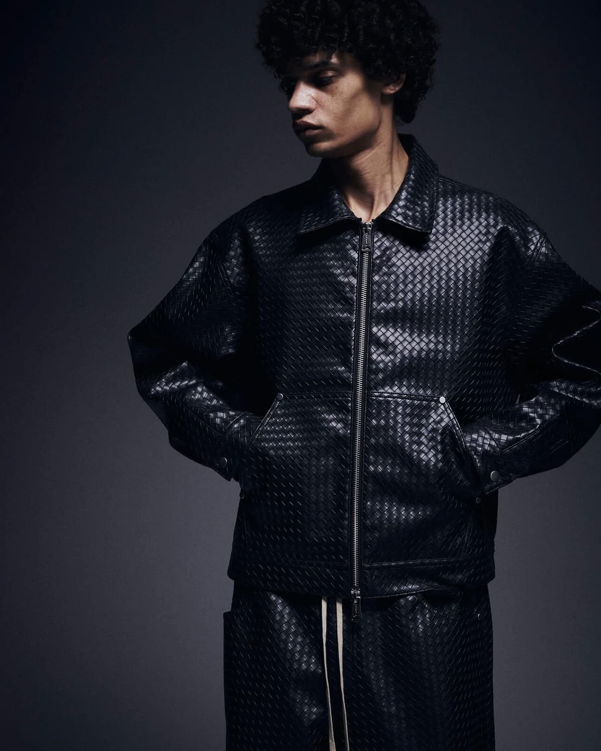 Danke Schon 26ss "Woven Faux Leather Blouson" Black Black M