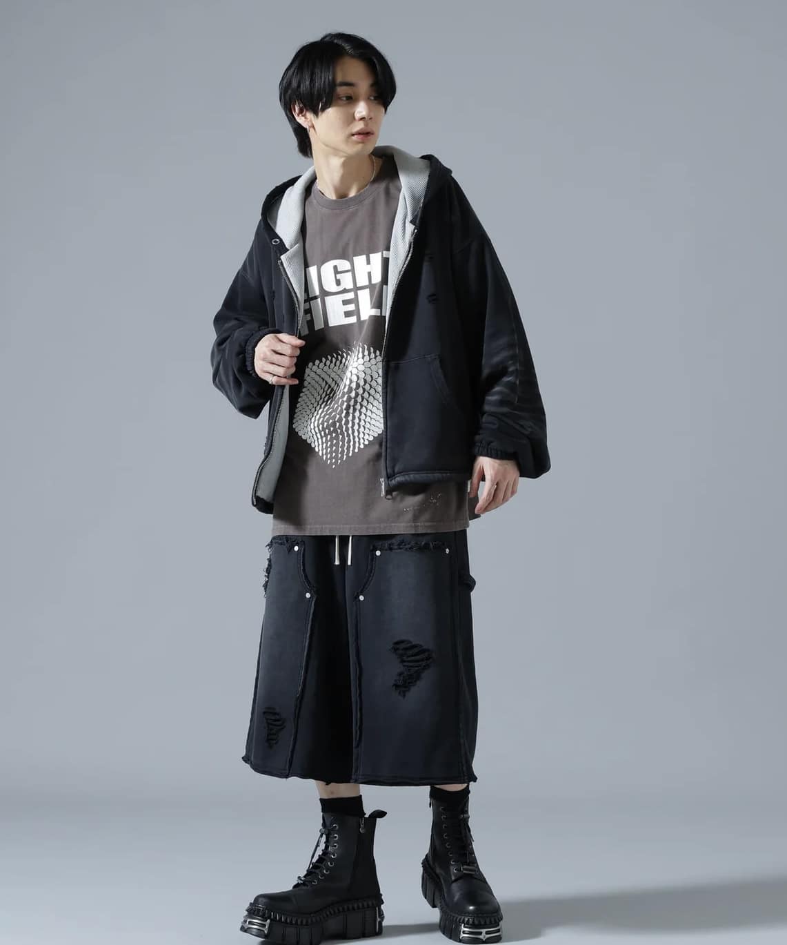 Danke Schon 26ss "SULFUR SWEAT W-KNEE SHORTS" Black Black S