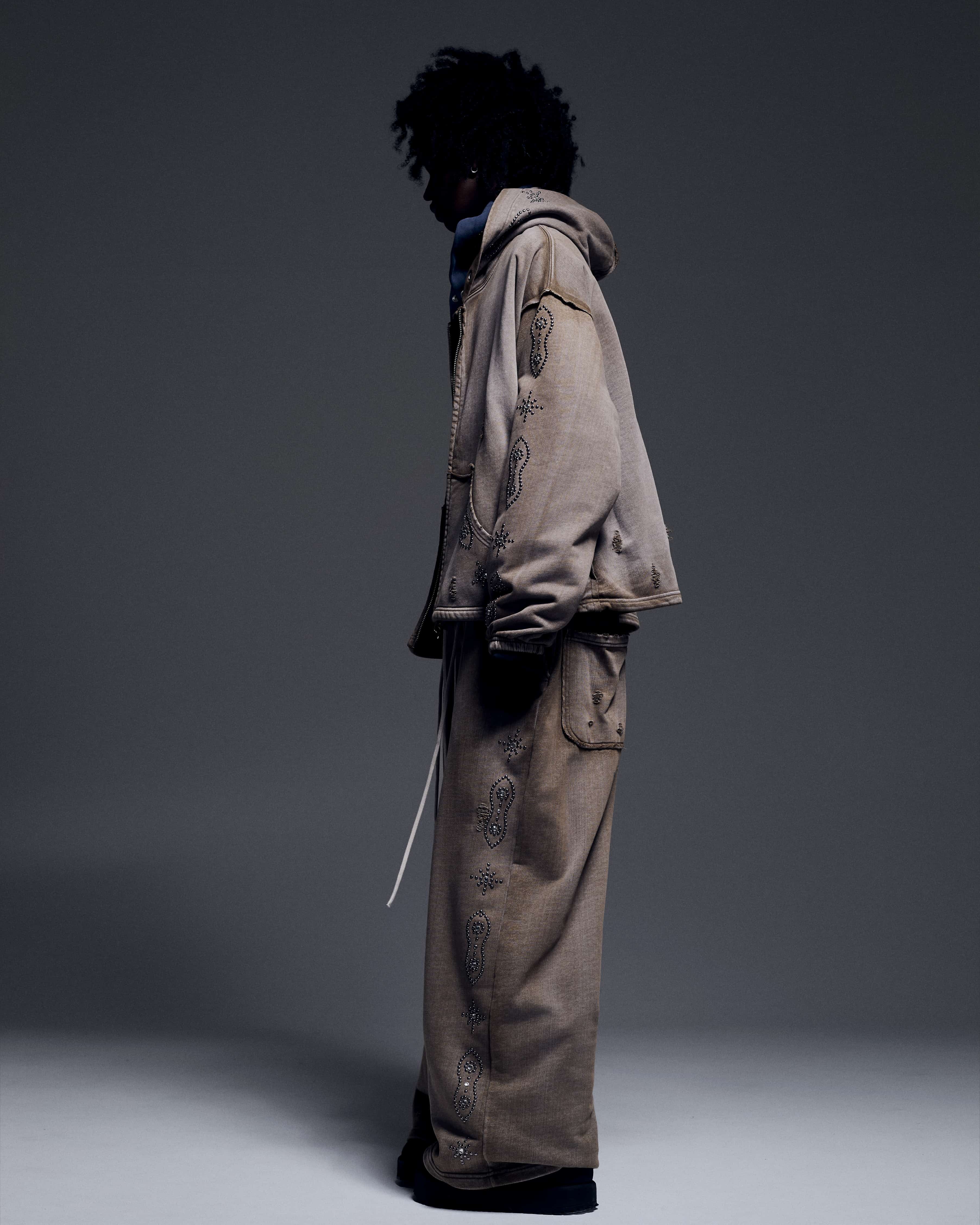 Danke Schon 26ss "Studs Sweat Zip Hoodie" Brown Brown S