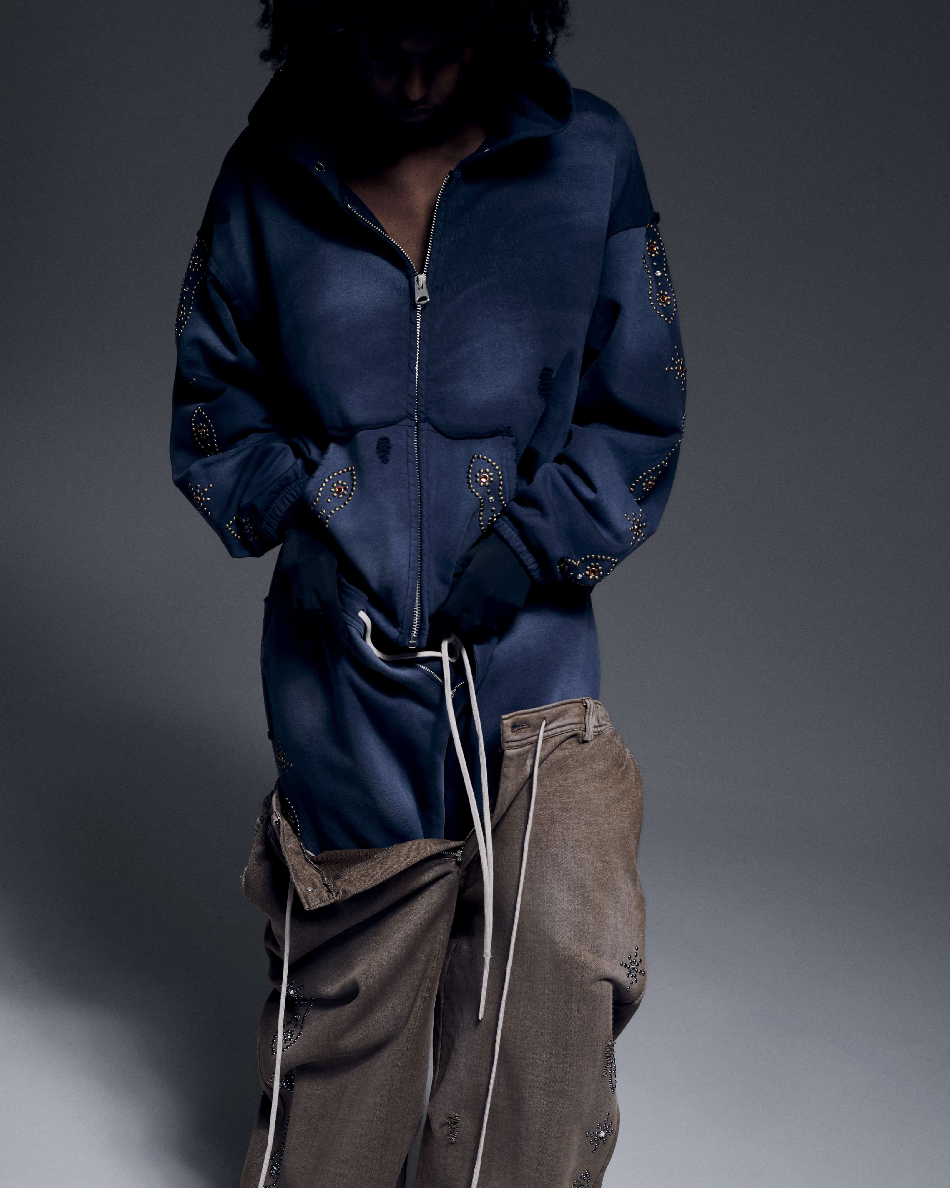 Danke Schon 26ss "Studs Sweat Zip Hoodie" Navy Navy S