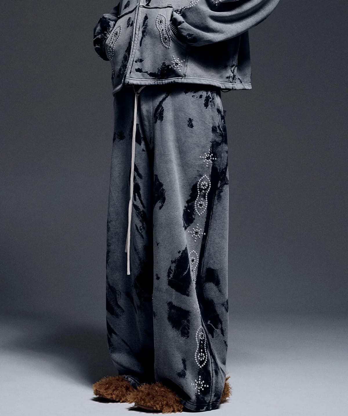 Danke Schon 26ss "Studs Sweat Baggy Pants" Grey Grey S