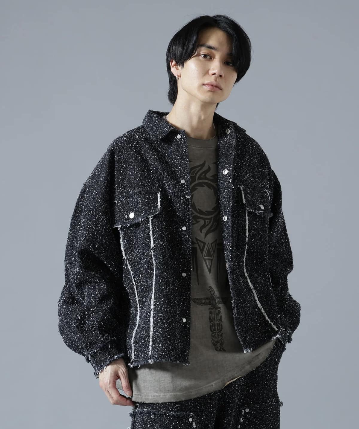 Danke Schon 26ss "Needlepunch Denim 3rd Jacket" Black Black S