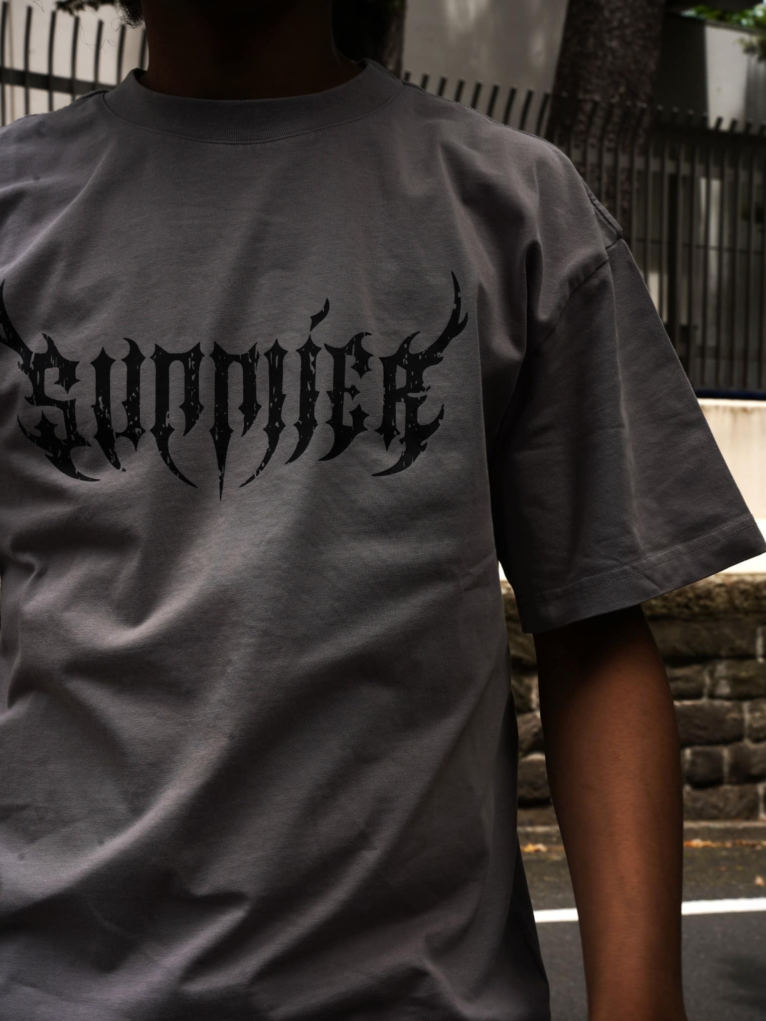 SUPPLIER 26ss "Exclusive Rhinestone Fire Bones Tee" Grey Grey M