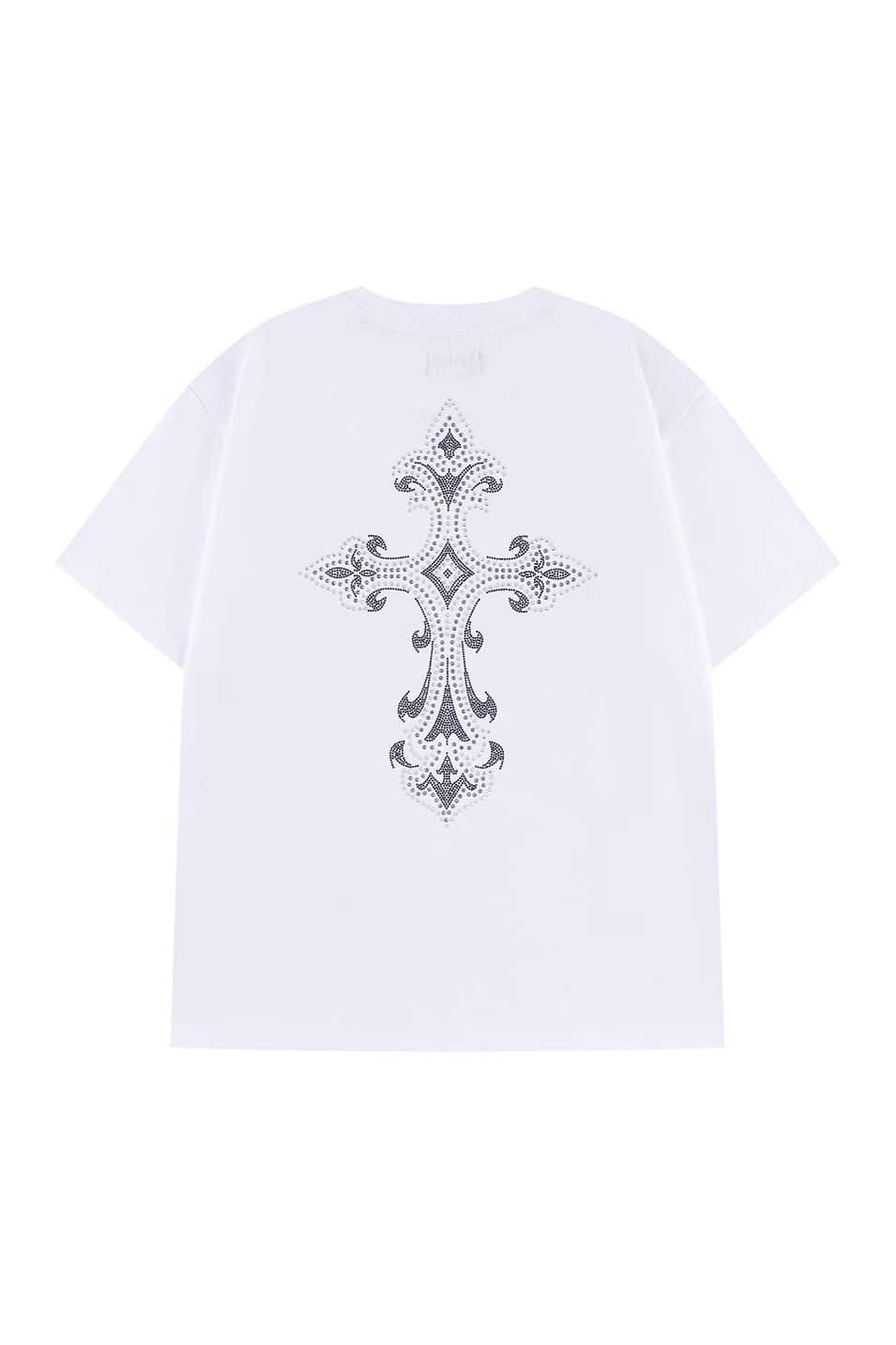 SUPPLIER 26ss "Royal Cross Rhinestone Tee" White White M