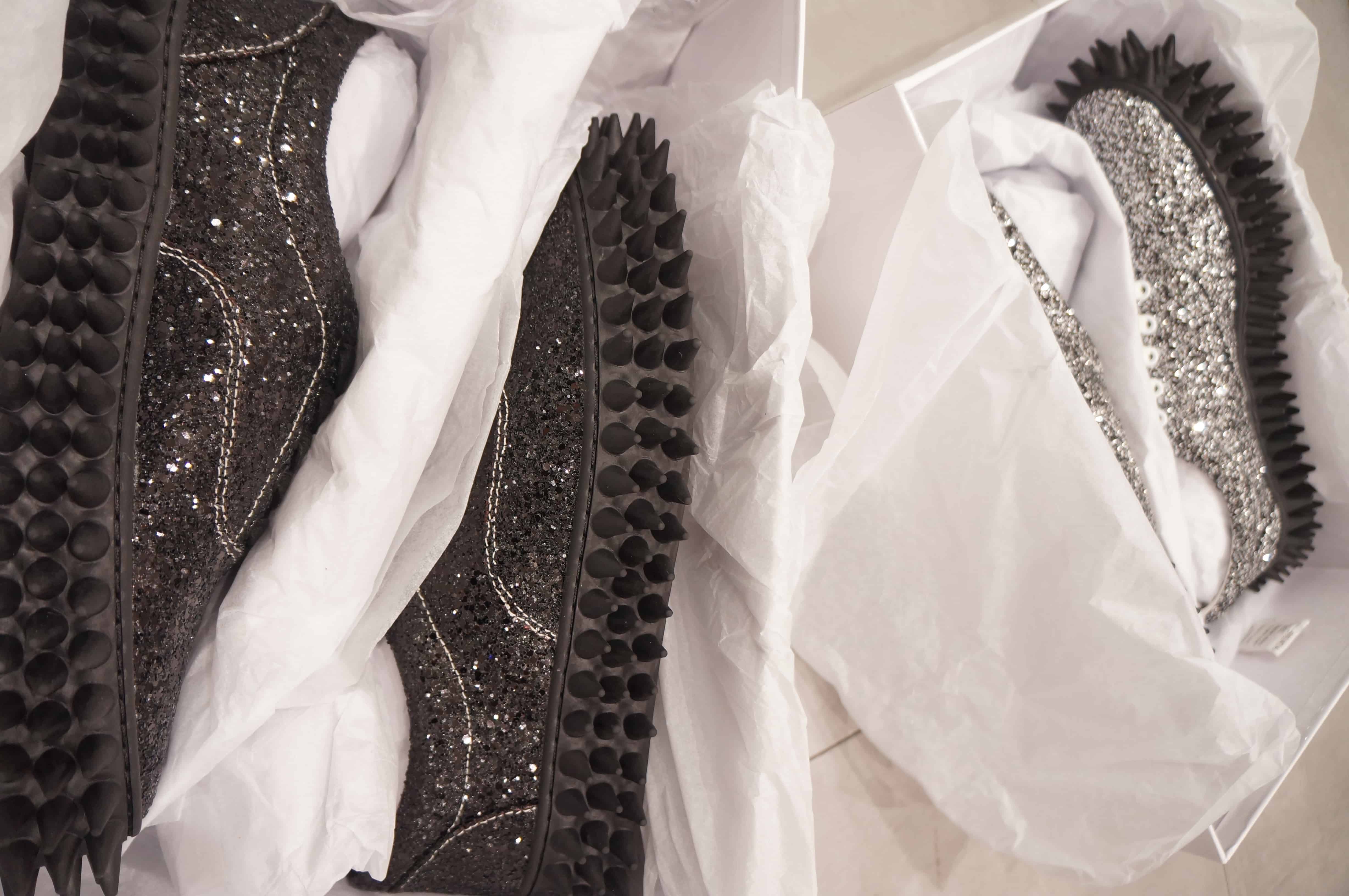 doublet 26aw "GLITTER SPIKE SNEAKER" Black Black 25H