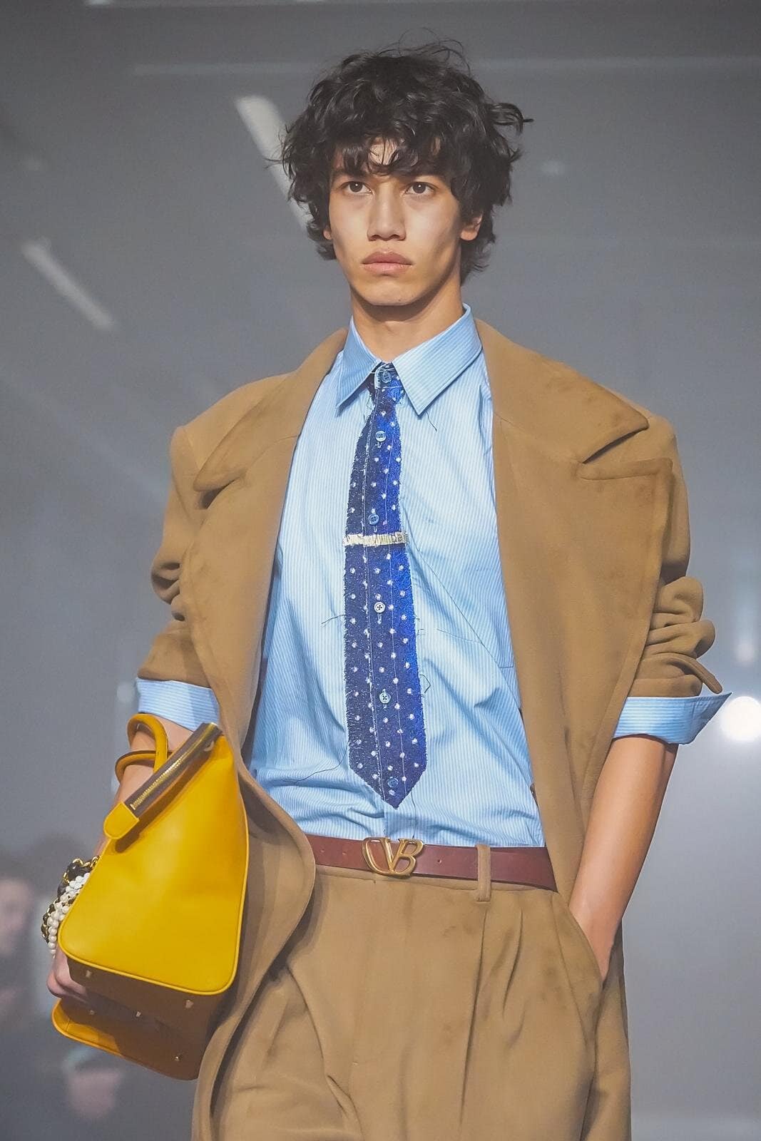 doublet 26aw "TROMPE L’OEIL TIE EMBROIDERY SHIRT" Blue Blue M
