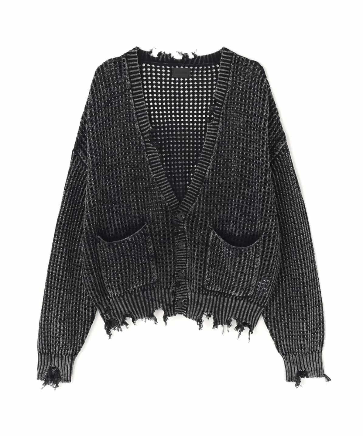Danke Schon 26ss "Pigment Damage Mesh Cardigan" Black M