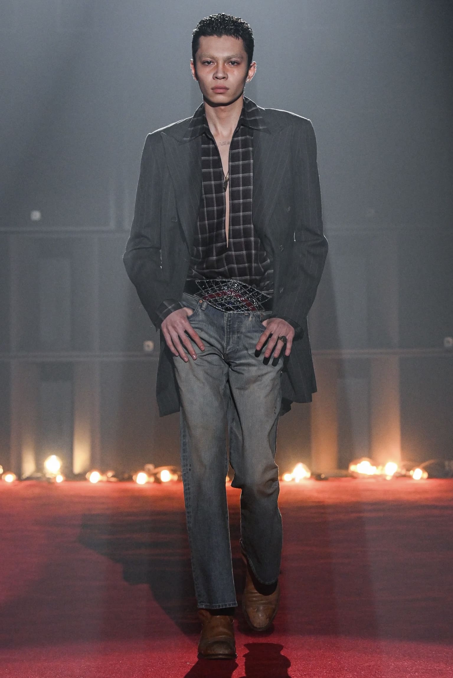 SUGARHILL 26aw "Ombre Skipper Shirt" Dark Brown Dark Brown 2