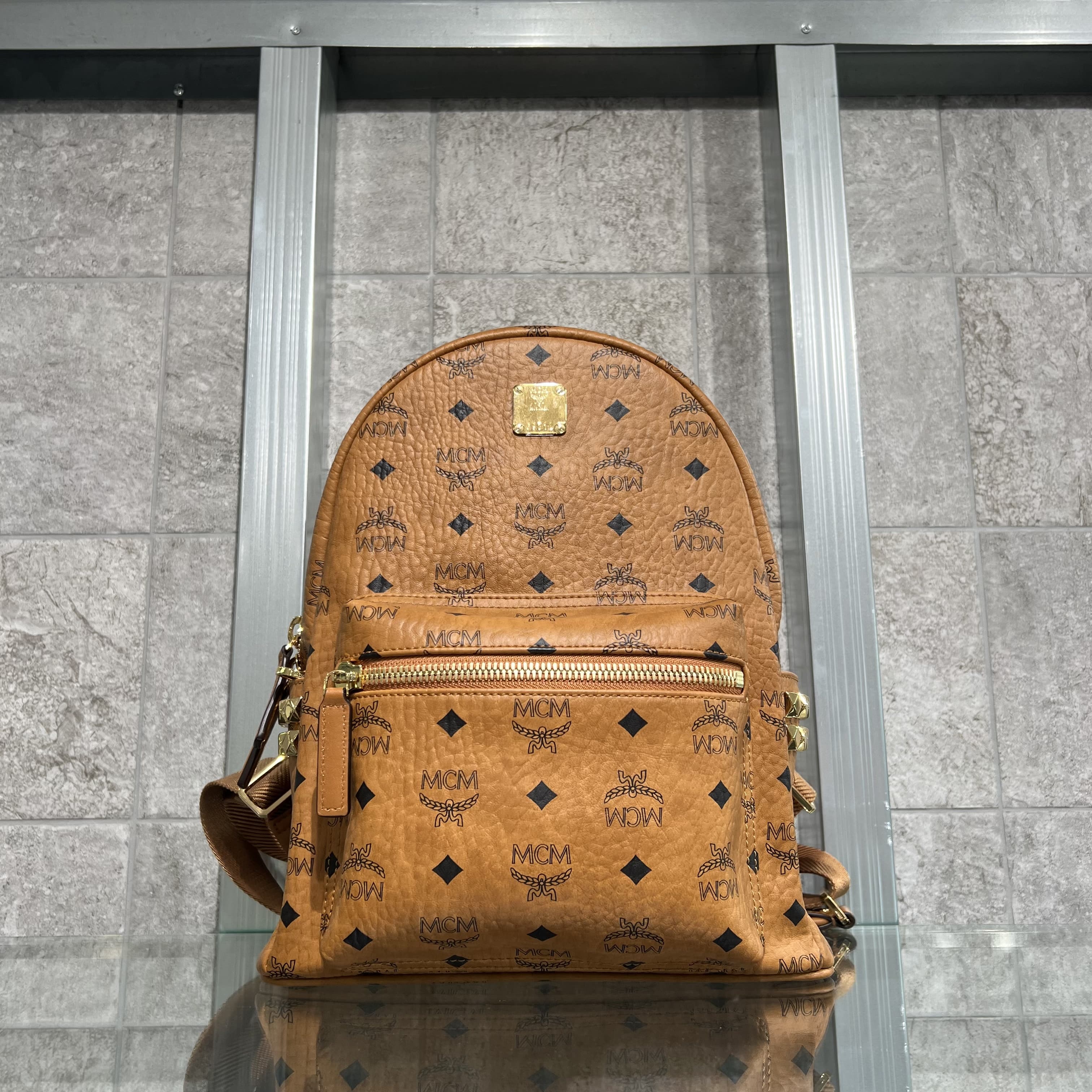 Mcm m stud discount backpack