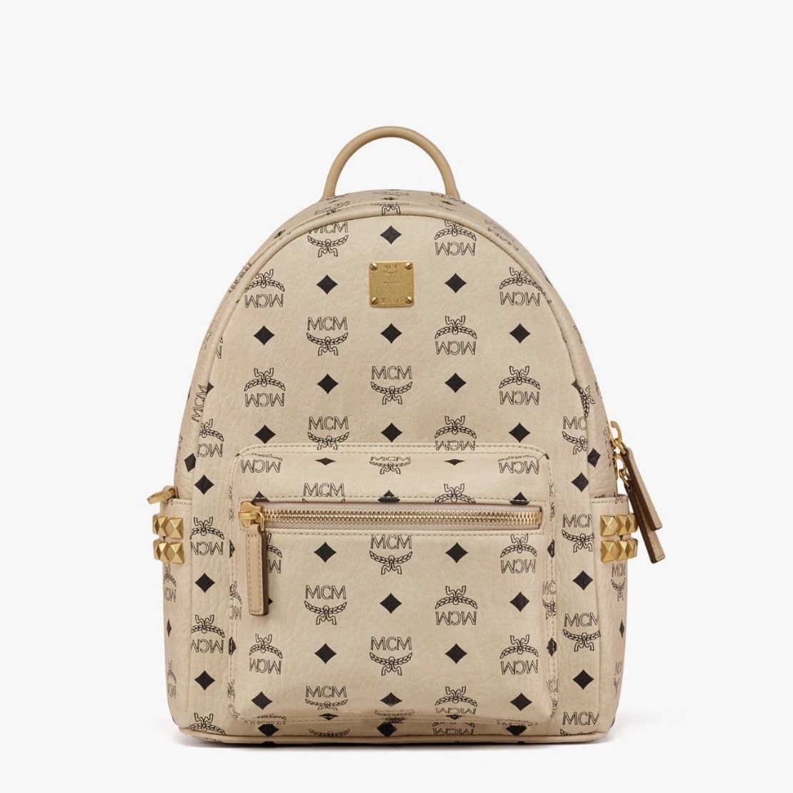 MCM Stark Side Studs Backpack IN Visetos Small BEIGE SMALL
